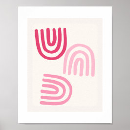Boho Pink Minimalistische Wandkunstposter Poster