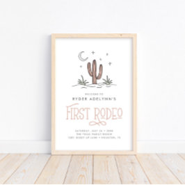 Boho Pink Modern Girls First Rodeo 1. Geburtstag Poster