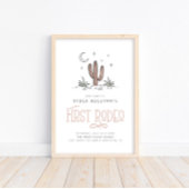 Boho Pink Moderne Mädchen First Rodeo 1. Geburtsta Poster