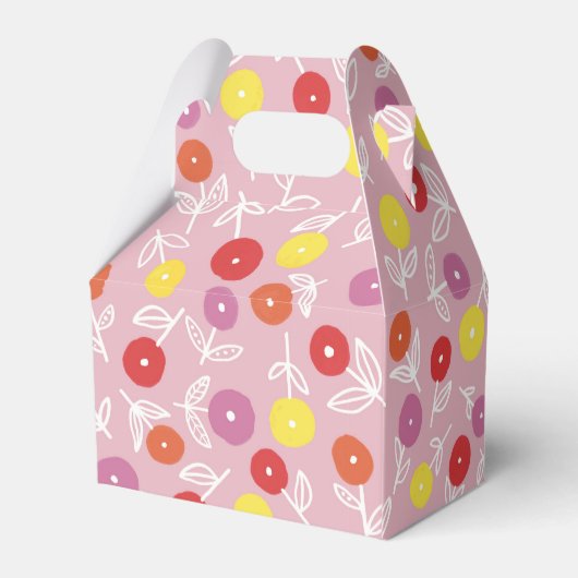 Boho Pink Modernes Blumenmuster Geschenkschachtel (Rückseite)