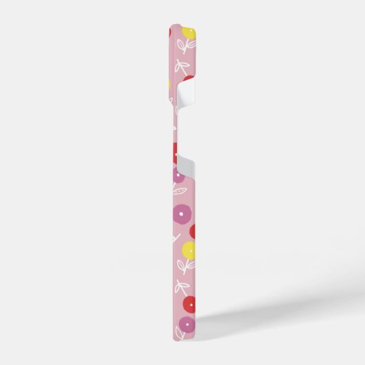 Boho Pink Modernes Blumenmuster iPhone Hülle (Linke Seite)