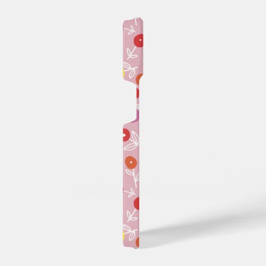 Boho Pink Modernes Blumenmuster iPhone Hülle (Rechte Seite)