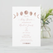 Boho Pink Moon setzt moderne Minimal Baby Dusche e Einladung (Stehend Vorderseite)