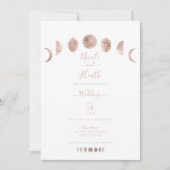Boho Pink Moon setzt moderne Minimalhochzeit ein Einladung (Vorderseite)