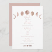 Boho Pink Moon setzt moderne Minimalhochzeit ein Einladung (Vorne/Hinten)