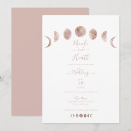Boho Pink Moon setzt moderne Minimalhochzeit ein Einladung