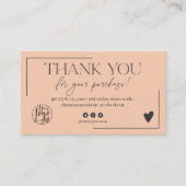 Boho pink navy blue script order danke visitenkarte (Vorderseite)