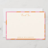 Boho Pink Orange Abstrakt Marble Dankeskarte (Vorderseite)