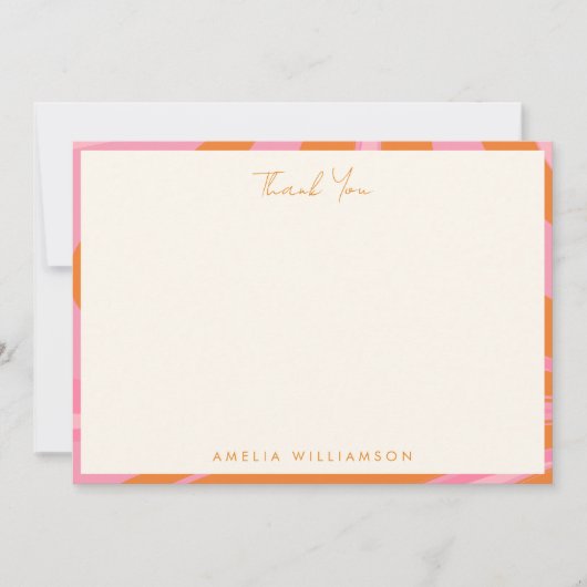 Boho Pink Orange Abstrakt Marble Dankeskarte (Vorderseite)