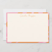 Boho Pink Orange Abstrakt Marmor Personalisierter  Dankeskarte (Vorderseite)