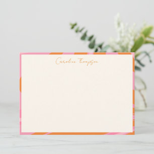 Boho Pink Orange Abstrakter Marmor Personalisierte Dankeskarte