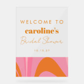 Boho Pink Orange Abstraktes benutzerdefiniertes Br Acrylschild (Vorderseite)