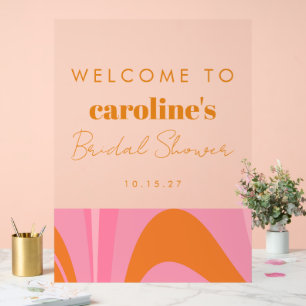 Boho Pink Orange Abstraktes benutzerdefiniertes Br Acrylschild