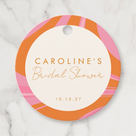 Boho Pink Orange Abstraktes benutzerdefiniertes Br Geschenkanhänger (Vorderseite)