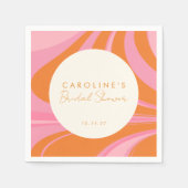 Boho Pink Orange Abstraktes benutzerdefiniertes Br Serviette (Vorderseite)