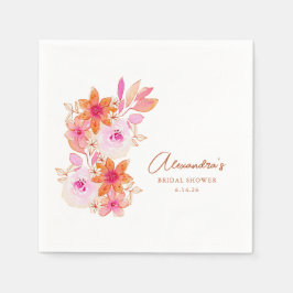 Boho Pink Orange Blume Brautparty Custom Serviette