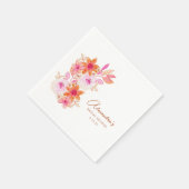 Boho Pink Orange Blume Brautparty Custom Serviette (Ecke)