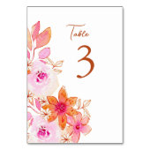 Boho Pink Orange Blume Custom Tischnummer (Rückseite)