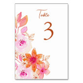 Boho Pink Orange Blume Custom Tischnummer (Vorderseite)