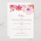 Boho Pink Orange Blume Custom Wedding Menükarte (Vorne/Hinten)