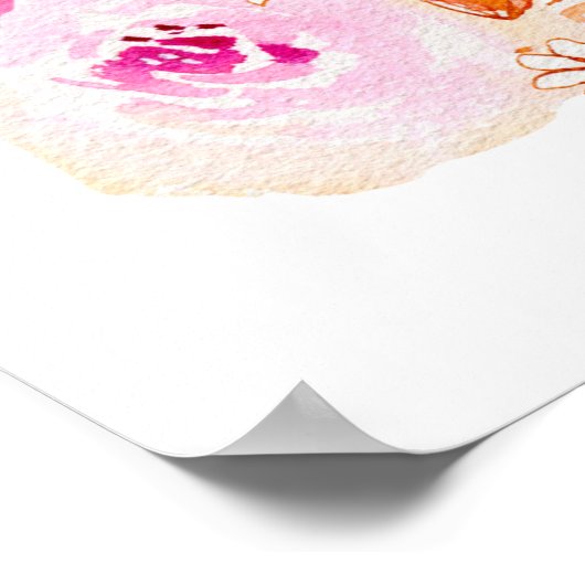 Boho Pink Orange Blume Dusche Custom Willkommen Poster (Ecke)