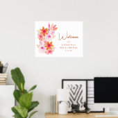Boho Pink Orange Blume Dusche Custom Willkommen Poster (Heimbüro)