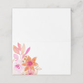Boho Pink Orange Blume Wedding Blank Platzkarte (Außenseite Aufgefaltet)