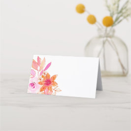 Boho Pink Orange Blume Wedding Blank Platzkarte