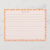 Boho Pink Orange Brautparty Rezept Karte (Rückseite)