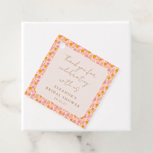 Boho Pink Orange Brautparty Vielen Dank Geschenkanhänger (Beispiel)