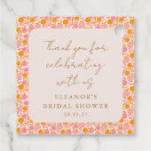 Boho Pink Orange Brautparty Vielen Dank Geschenkanhänger (Rückseite)