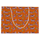 Boho Pink Orange Dschungel Tiger Tier Muster Große Geschenktüte (Rückseite)