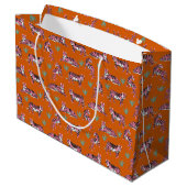 Boho Pink Orange Dschungel Tiger Tier Muster Große Geschenktüte (Rückseite Schrägansicht)
