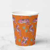 Boho Pink Orange Dschungel Tiger Tier Muster Pappbecher (Rechts)