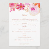 Boho Pink Orange Floral Chic Custom Wedding Menükarte (Vorderseite)