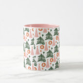 Boho Pink Orange Grüne Weihnachtsbaumen Trendy Pin Tasse (Zentrum)