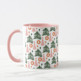 Boho Pink Orange Grüne Weihnachtsbaumen Trendy Pin Tasse