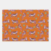 Boho Pink Orange Jungle Tiger Animal Pattern Geschenkpapier Set (Vorderseite)
