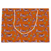 Boho Pink Orange Jungle Tiger Animal Pattern Große Geschenktüte (Vorderseite)
