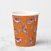 Boho Pink Orange Jungle Tiger Animal Pattern Pappbecher (Links)