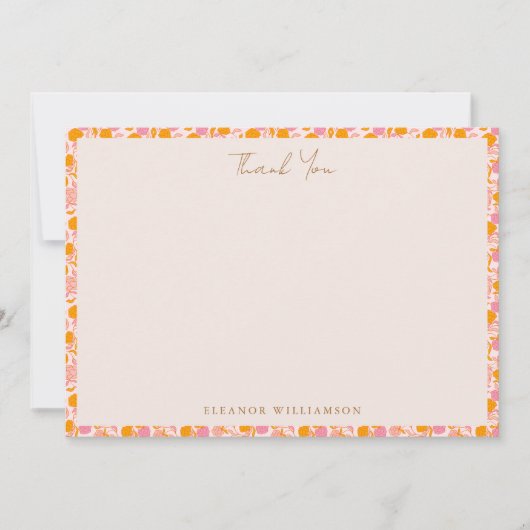 Boho Pink Orange Niedliche Babydusche Custom Dankeskarte (Vorderseite)
