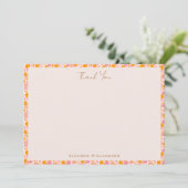 Boho Pink Orange Niedliche Babydusche Custom Dankeskarte (Stehend Vorderseite)