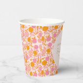 Boho Pink Orange Niedliche Babydusche Custom Pappbecher (Rechts)