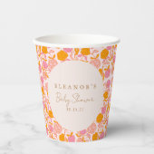 Boho Pink Orange Niedliche Babydusche Custom Pappbecher (Vorderseite)