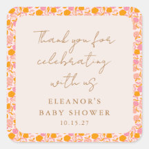 Boho Pink Orange Niedliche Babydusche Vielen Dank