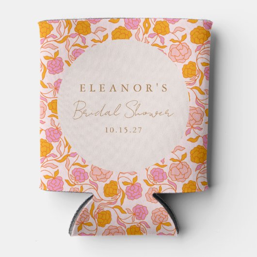 Boho Pink Orange Niedliches Brautparty Dosenkühler (Vorderseite)