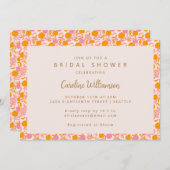Boho Pink Orange Niedliches Brautparty Einladung (Vorne/Hinten)
