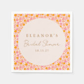 Boho Pink Orange Niedliches Brautparty Serviette (Vorderseite)