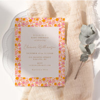 Boho Pink Orange Retro-Blumen-Baby-Sprinkle-Party