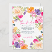 Boho pink orange Sommerblumengebirge Brautparty Dankeskarte (Vorderseite)